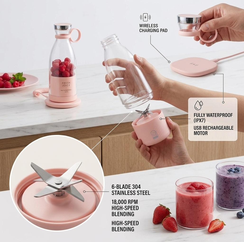 🍓 Fresh Juice Portable Blender Bottle (350ml)